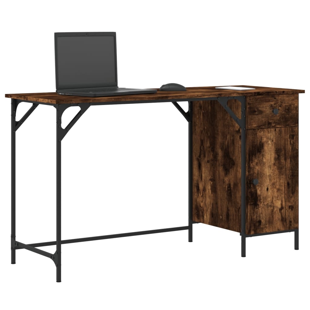 Industrial Wooden Home Office Computer Desk Table With Drawer Storage Cupboard