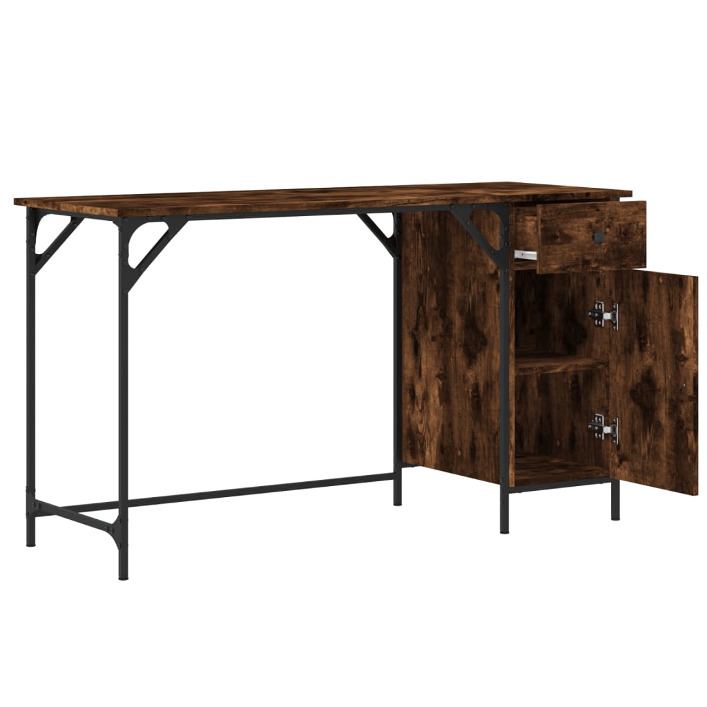 Industrial Wooden Home Office Computer Desk Table With Drawer Storage Cupboard