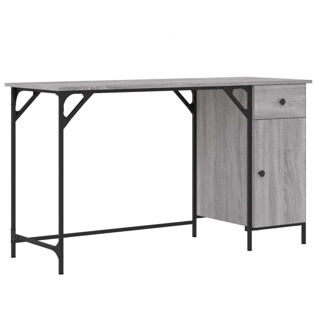 Industrial Wooden Home Office Computer Desk Table With Drawer Storage Cupboard