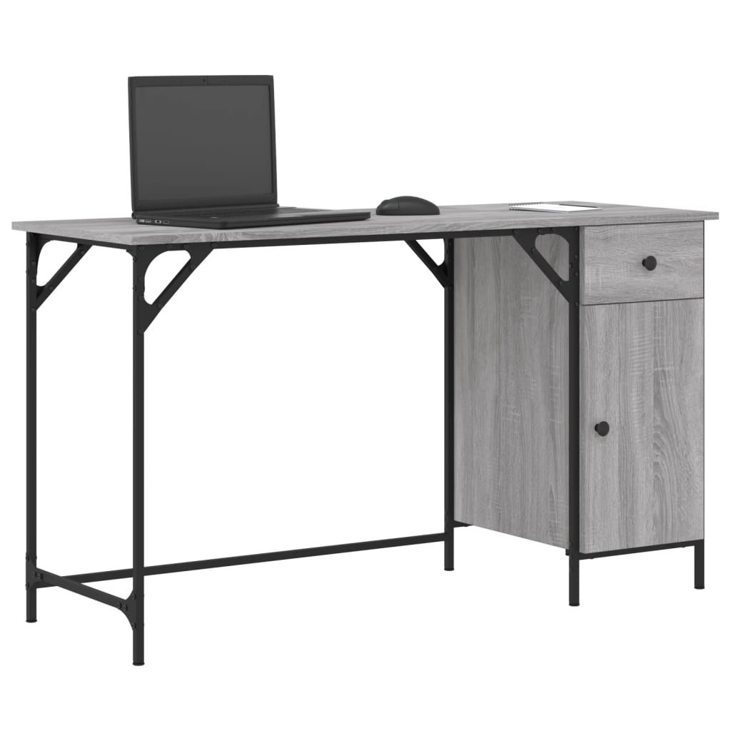 Industrial Wooden Home Office Computer Desk Table With Drawer Storage Cupboard