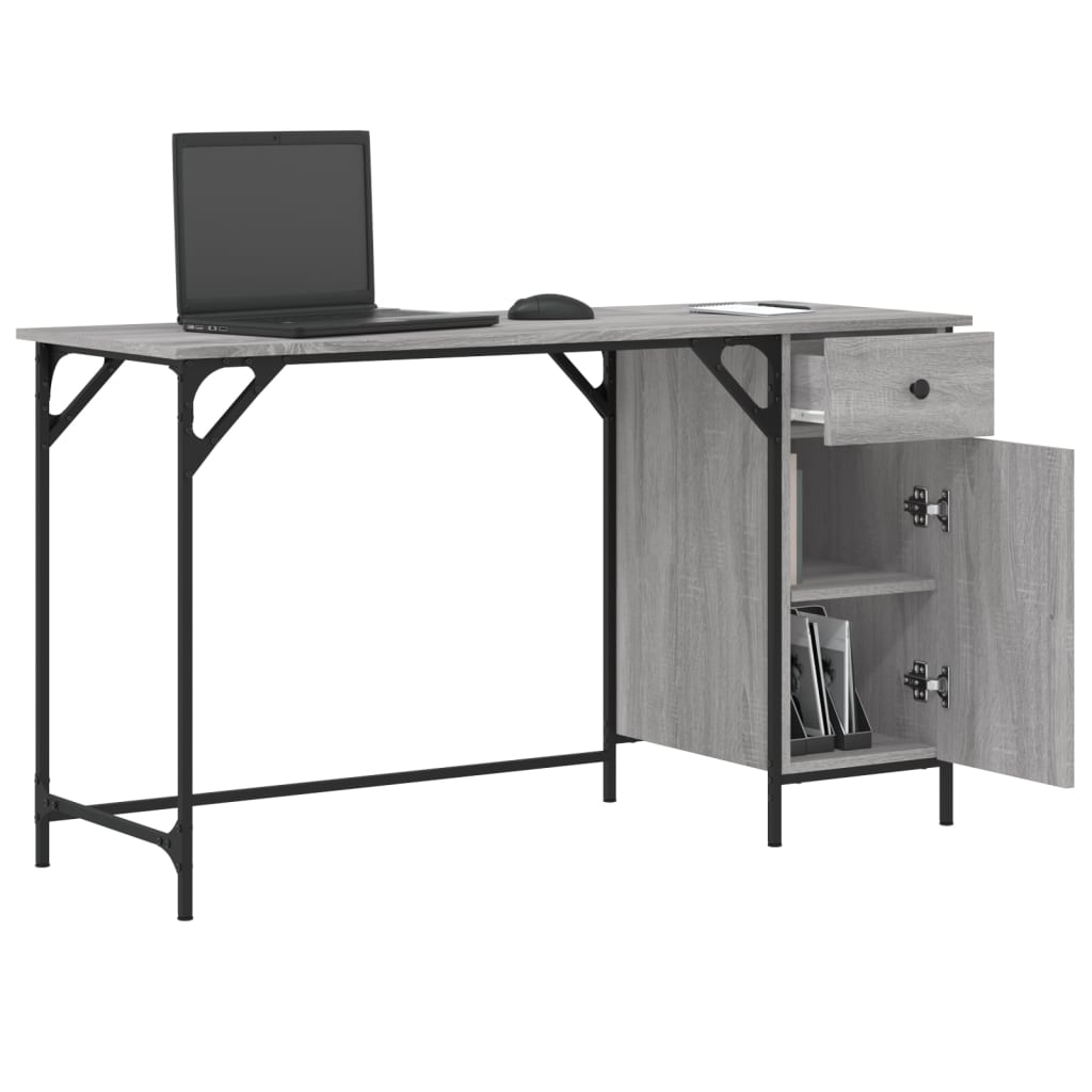 Industrial Wooden Home Office Computer Desk Table With Drawer Storage Cupboard