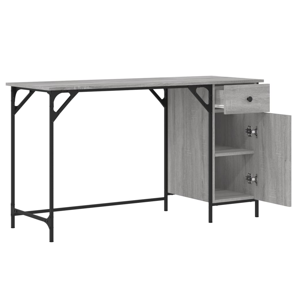 Industrial Wooden Home Office Computer Desk Table With Drawer Storage Cupboard