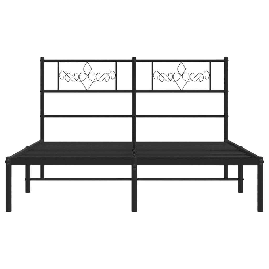 Metal Bed Frame without Mattress with Headboard Black 120x190cm