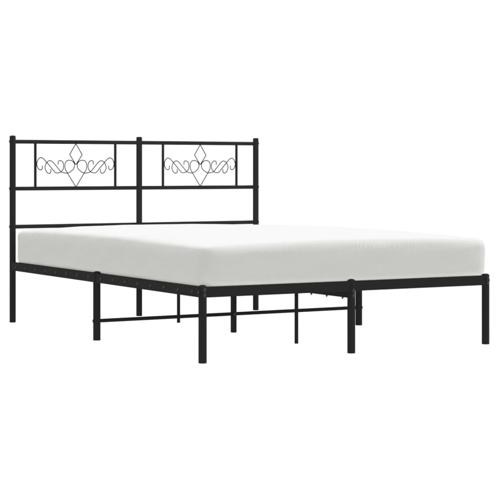 Metal Bed Frame without Mattress with Headboard Black 120x200cm