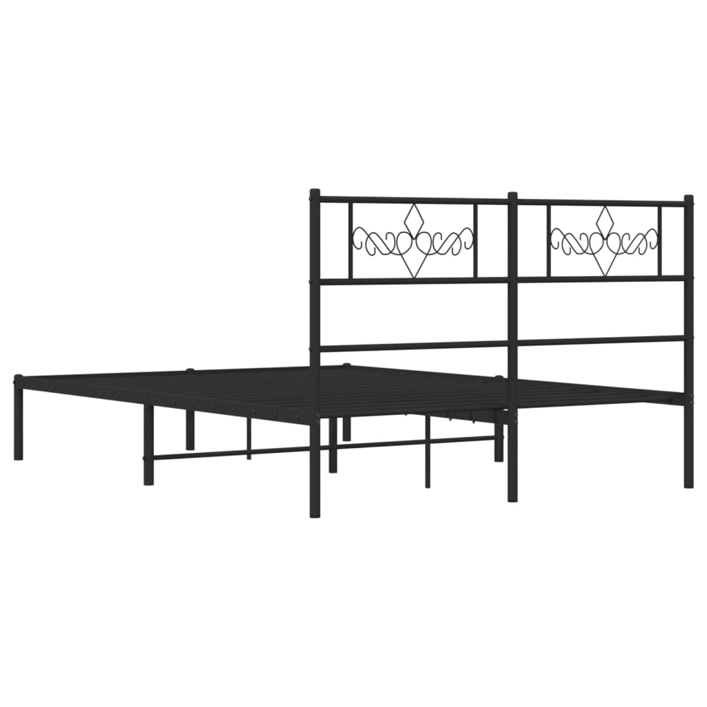 Metal Bed Frame without Mattress with Headboard Black 140x200cm