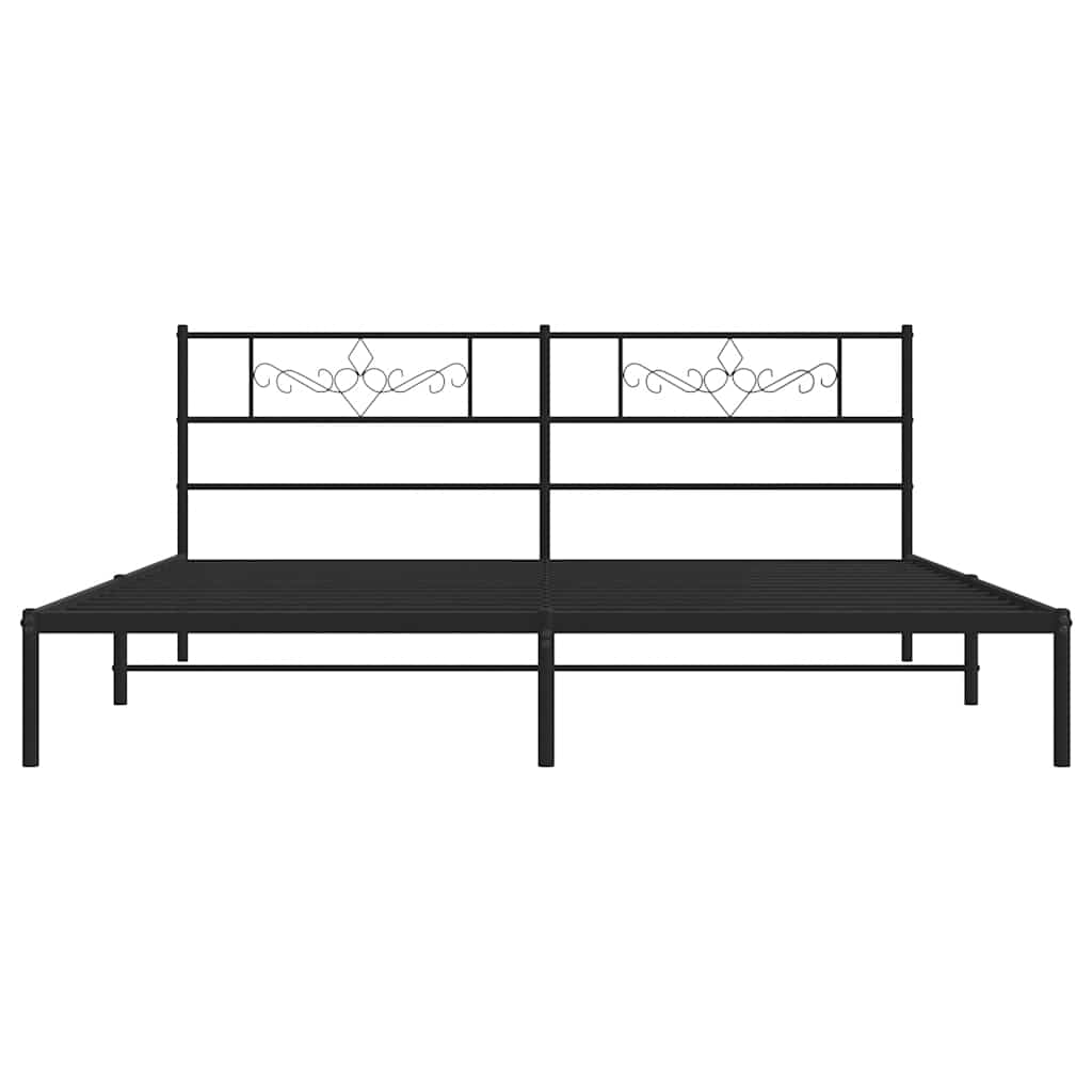 Metal Bed Frame without Mattress with Headboard Black 183x213cm