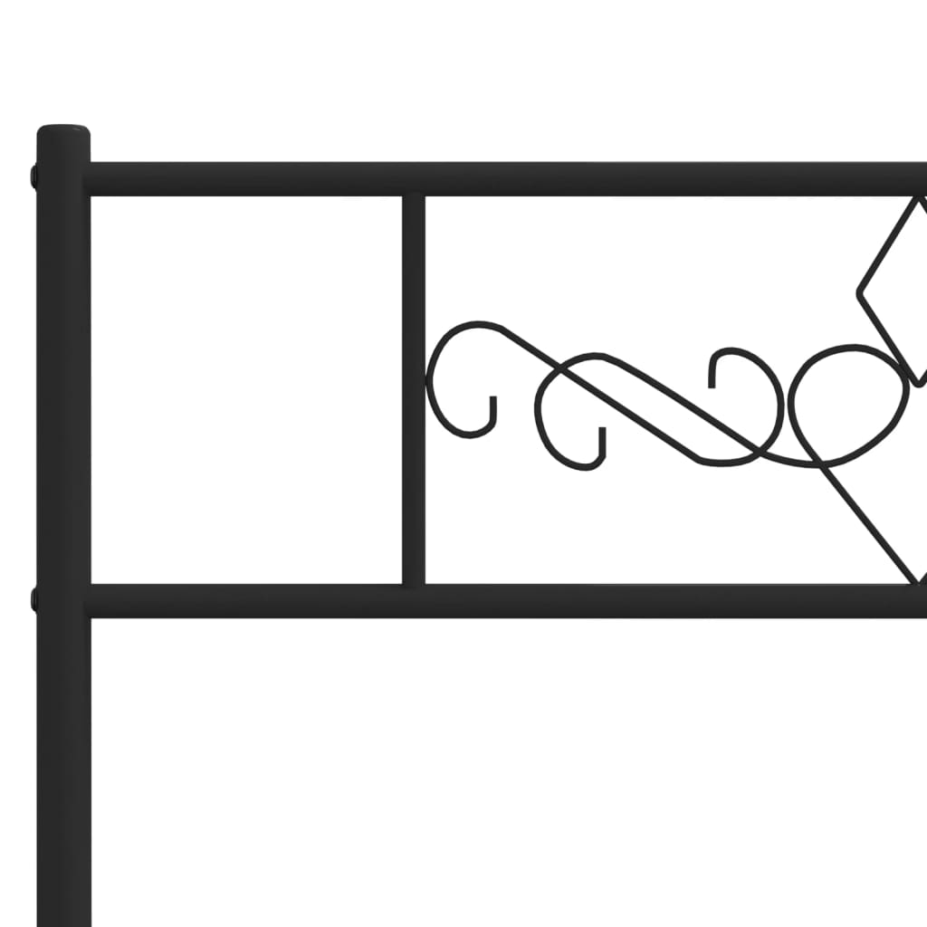 Metal Bed Frame without Mattress with Headboard Black 193x203cm
