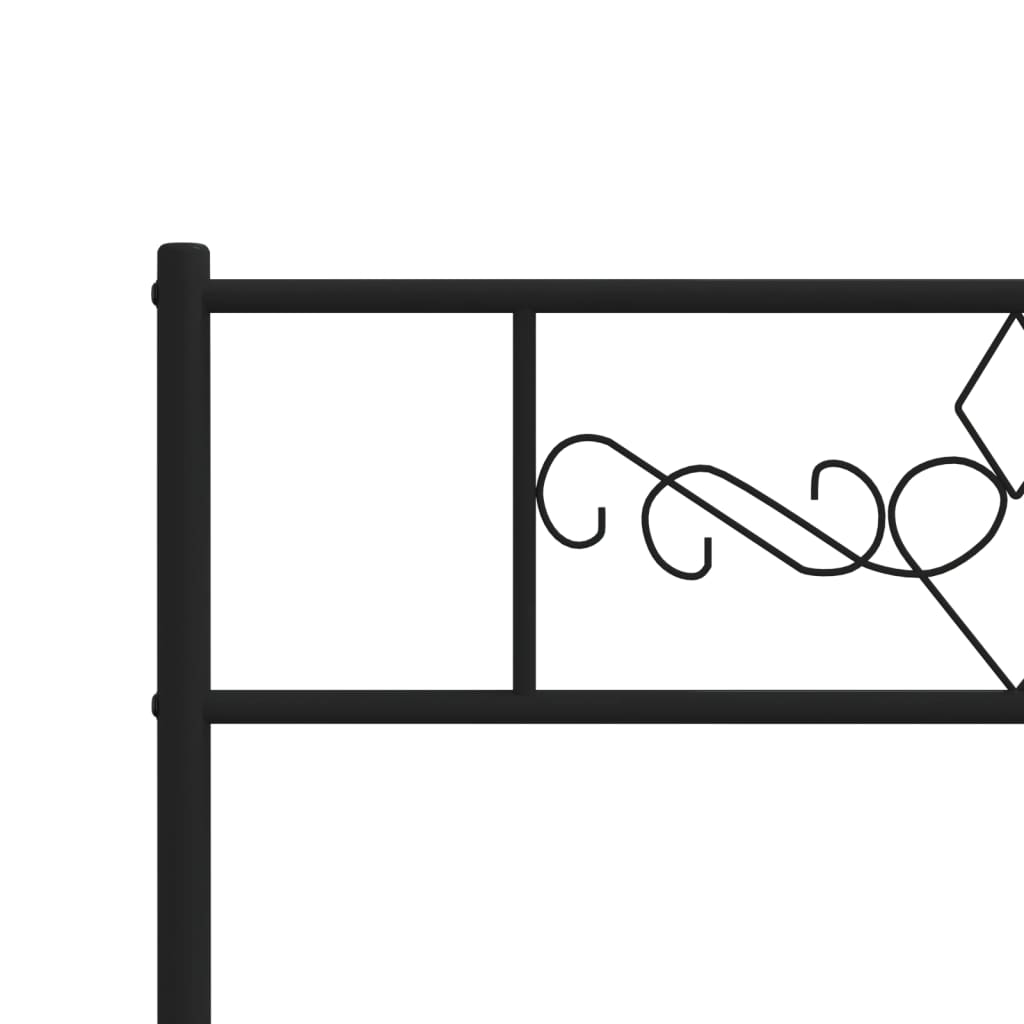 Metal Bed Frame without Mattress with Footboard Black 75x190cm