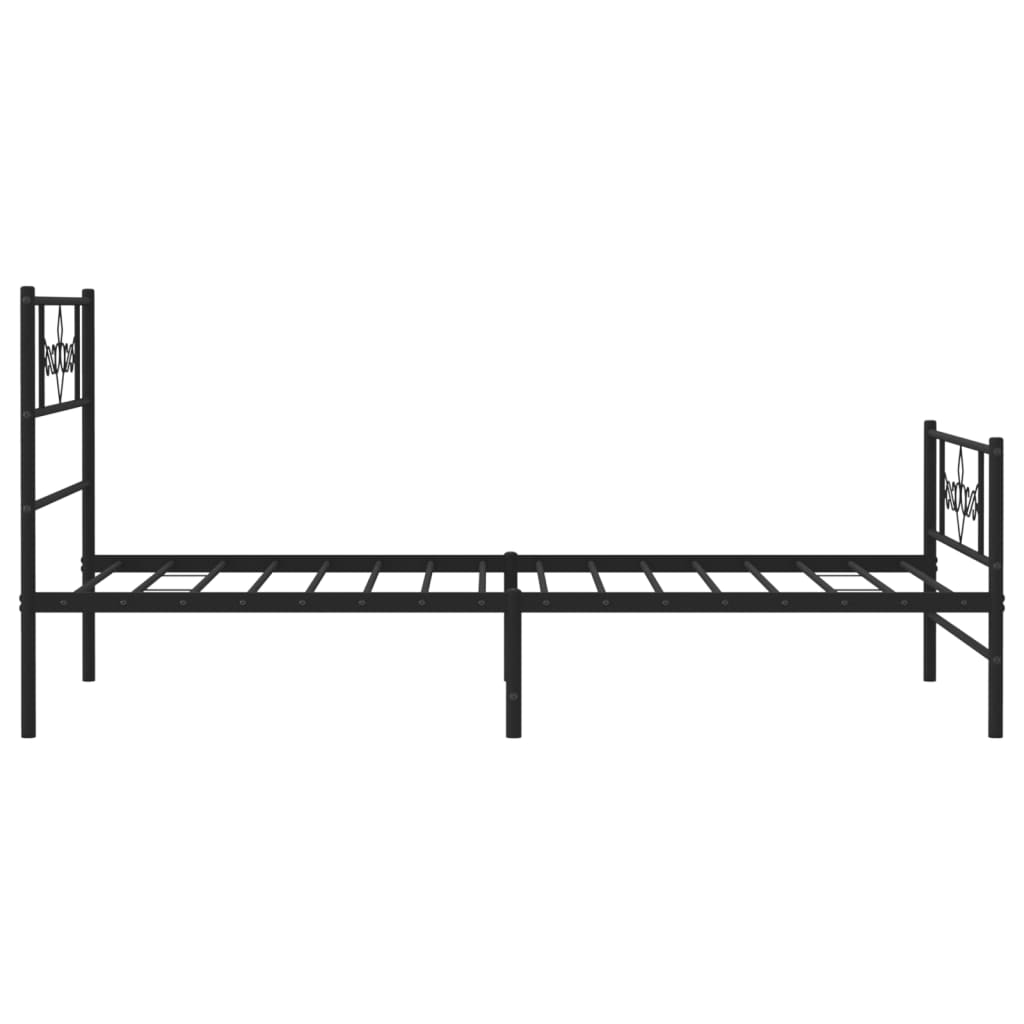 Metal Bed Frame without Mattress with Footboard Black 90x200cm