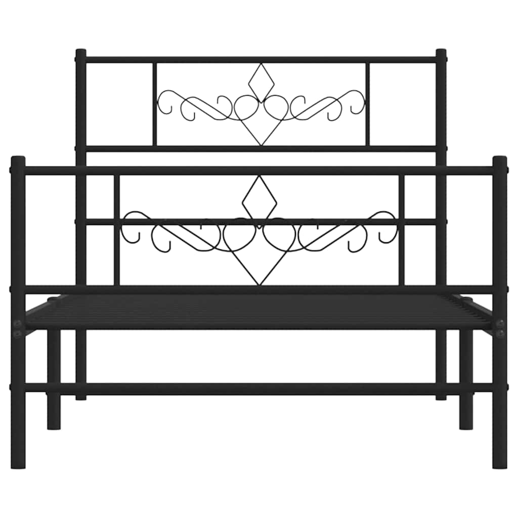 Metal Bed Frame without Mattress with Footboard Black 100x200cm