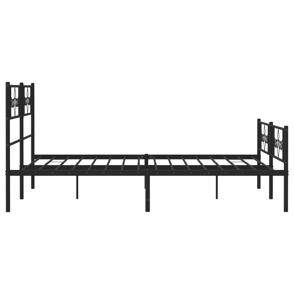 Metal Bed Frame without Mattress with Footboard Black 120x200cm
