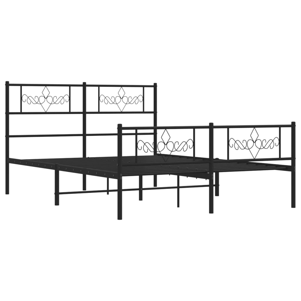 Metal Bed Frame without Mattress with Footboard Black 140x190cm