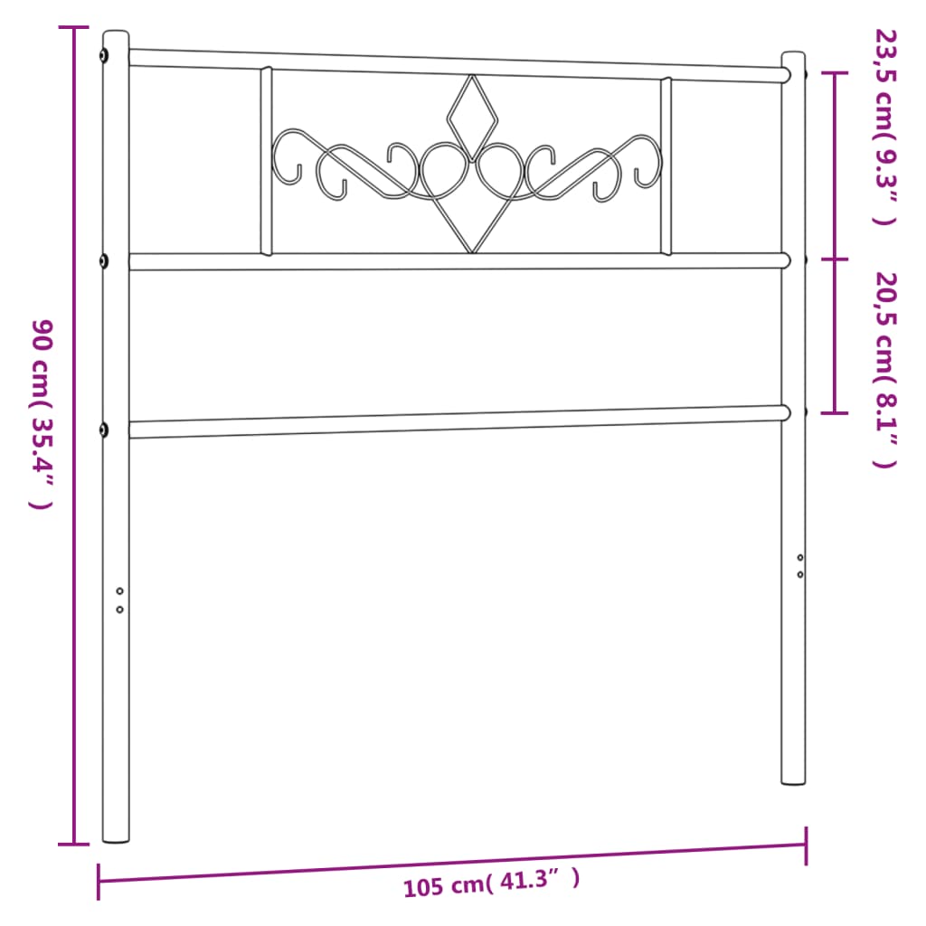 Metal Headboard Black 100 cm