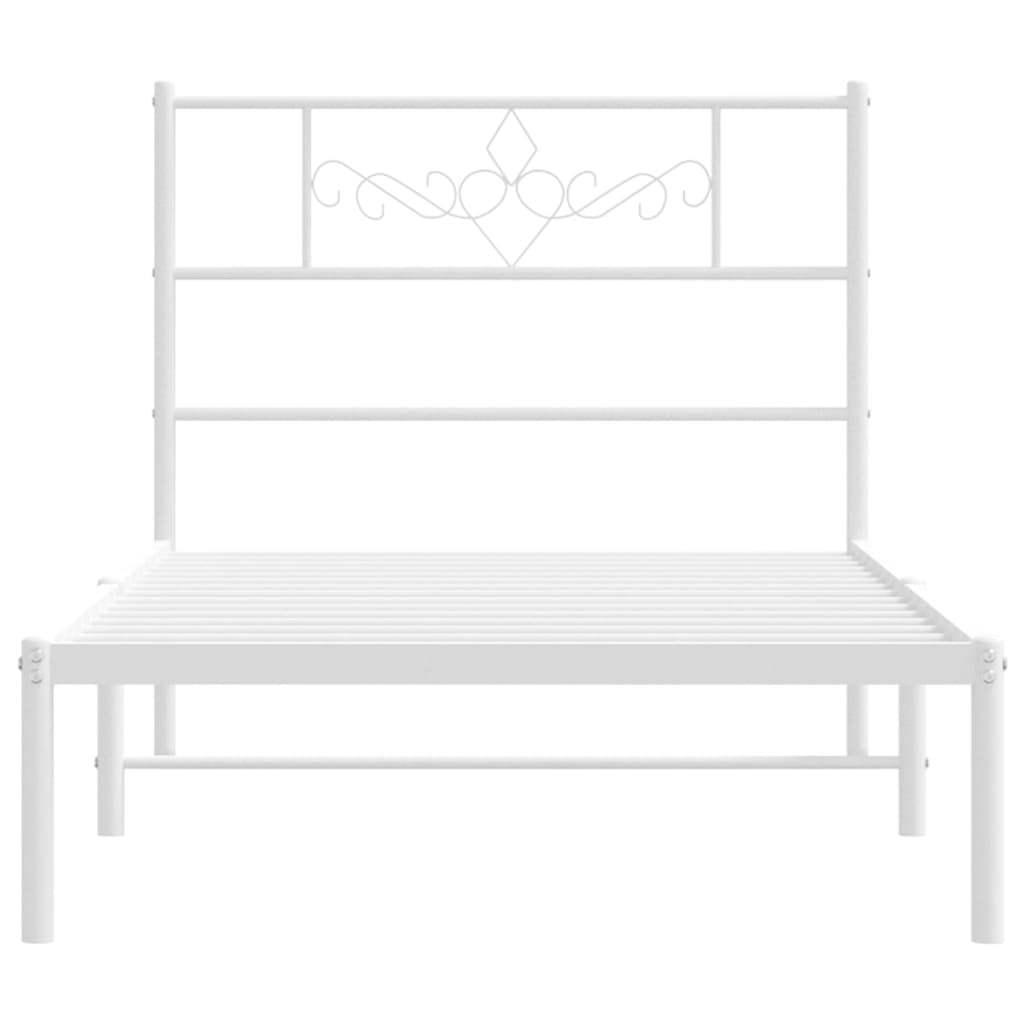 Metal Bed Frame without Mattress with Headboard White 80x200cm