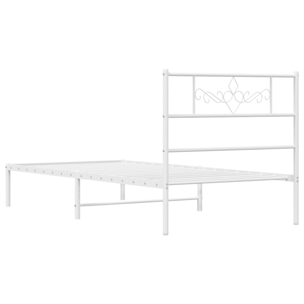 Metal Bed Frame without Mattress with Headboard White 80x200cm