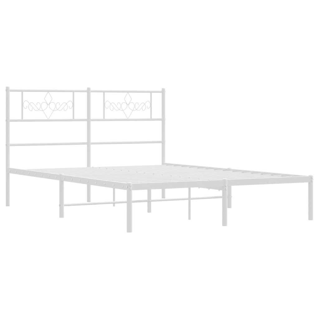 Metal Bed Frame without Mattress with Headboard White 120x190cm