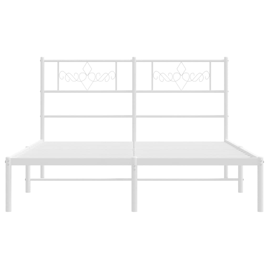 Metal Bed Frame without Mattress with Headboard White 135x190cm