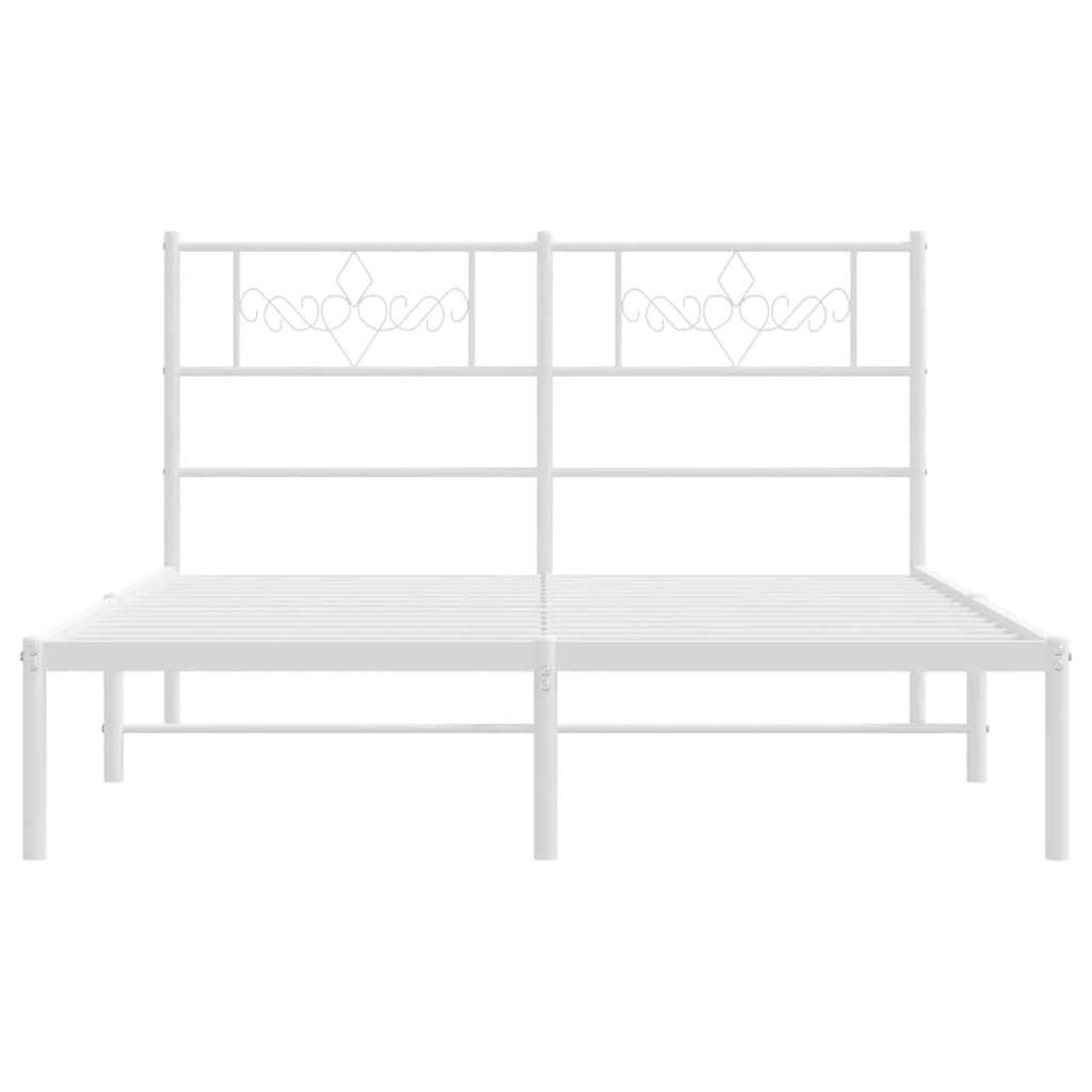 Metal Bed Frame without Mattress with Headboard White 140x190cm