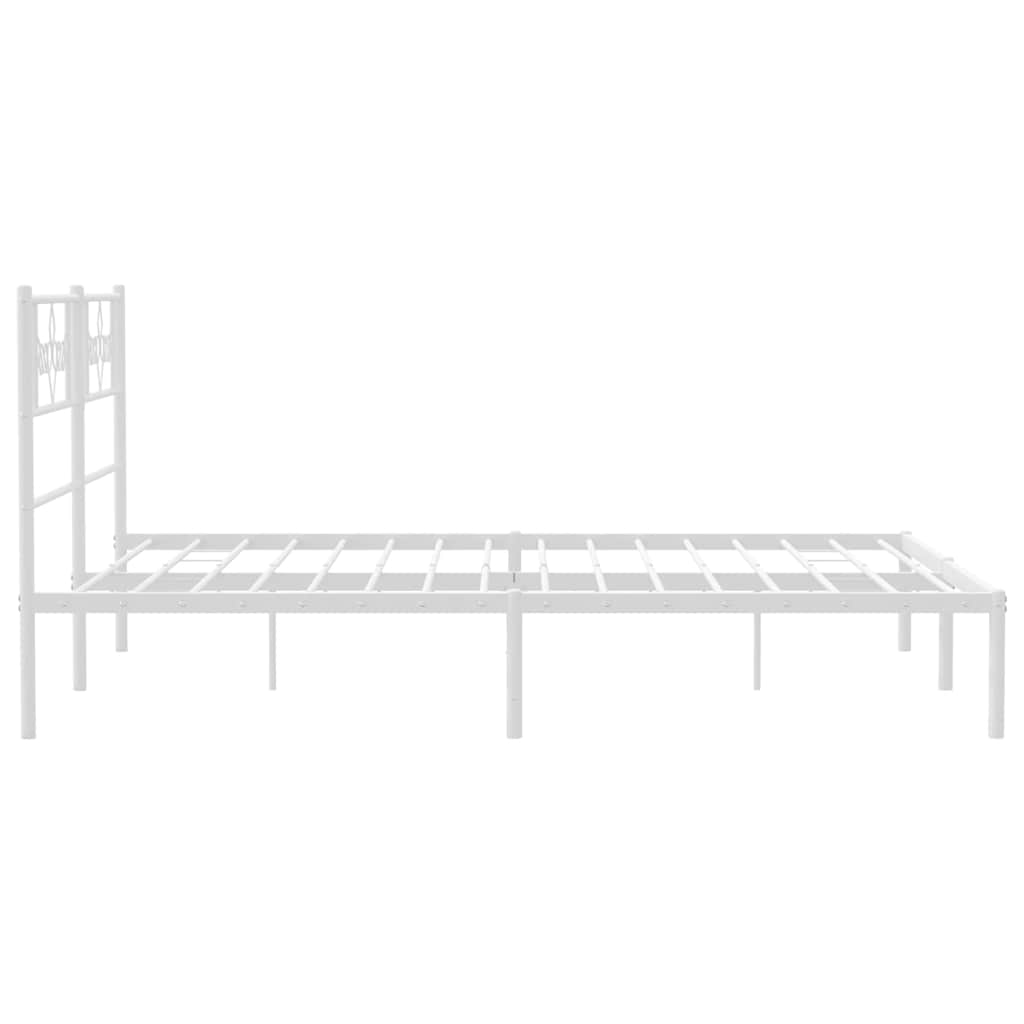 Metal Bed Frame without Mattress with Headboard White 150x200cm