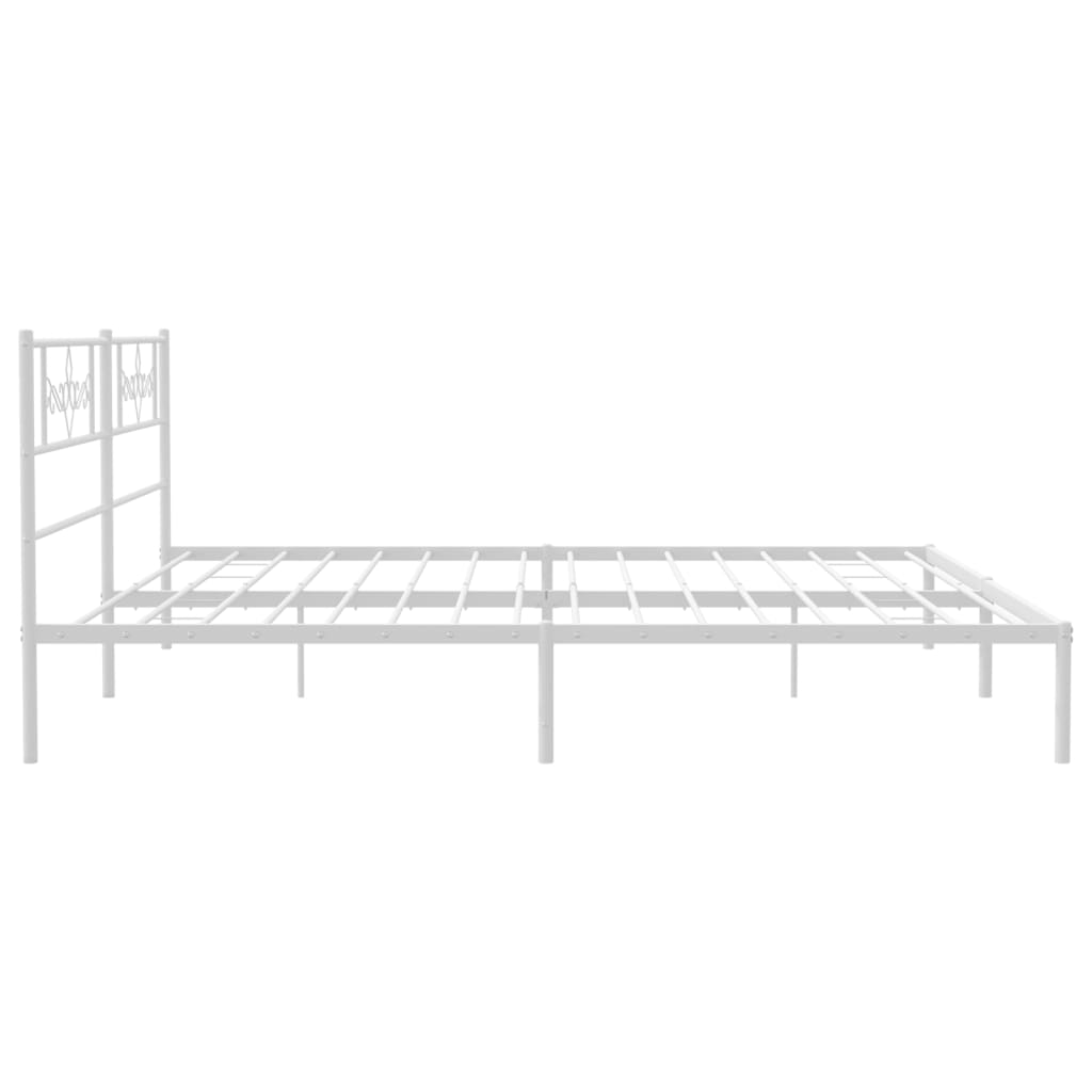 Metal Bed Frame without Mattress with Headboard White 180x200cm