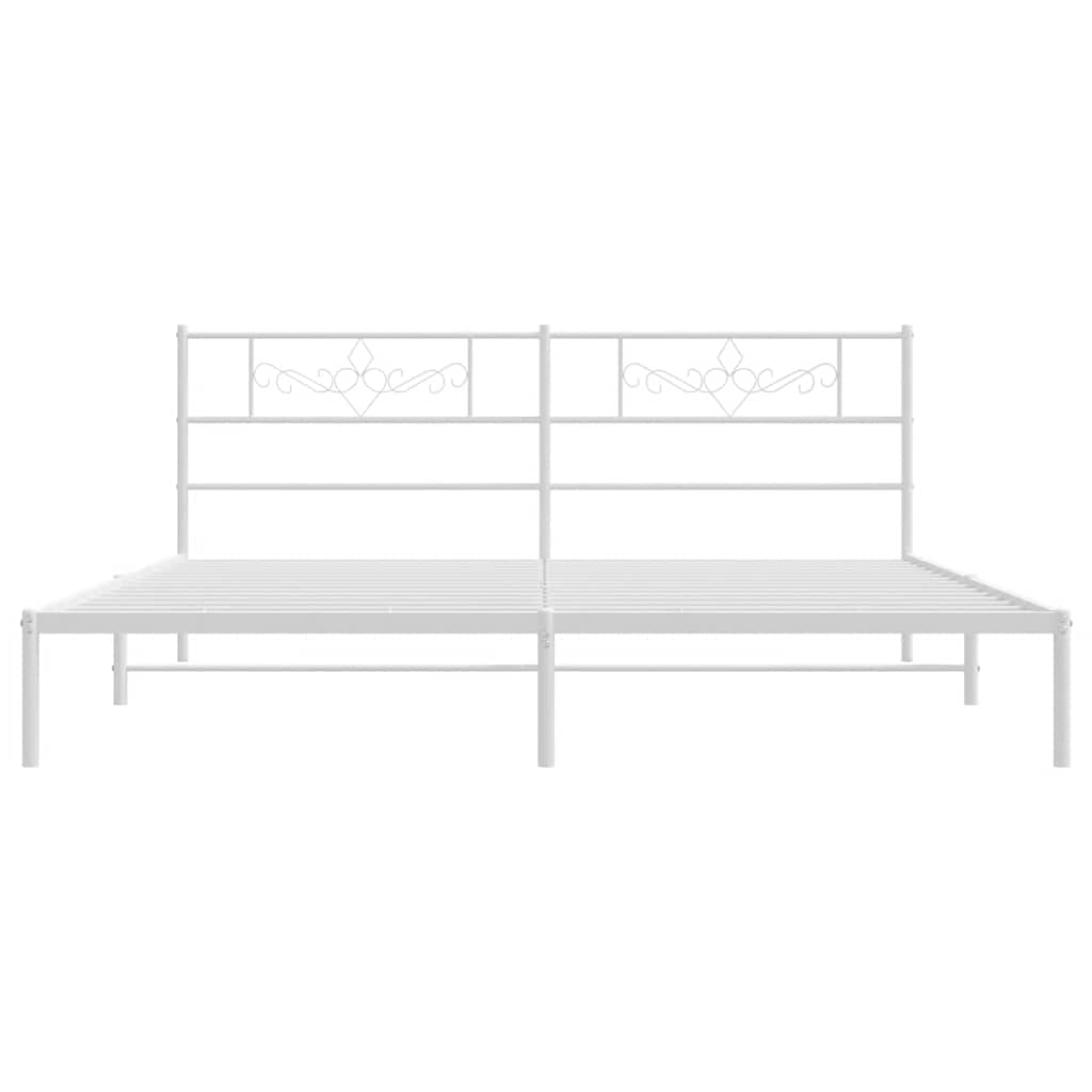 Metal Bed Frame without Mattress with Headboard White 183x213cm