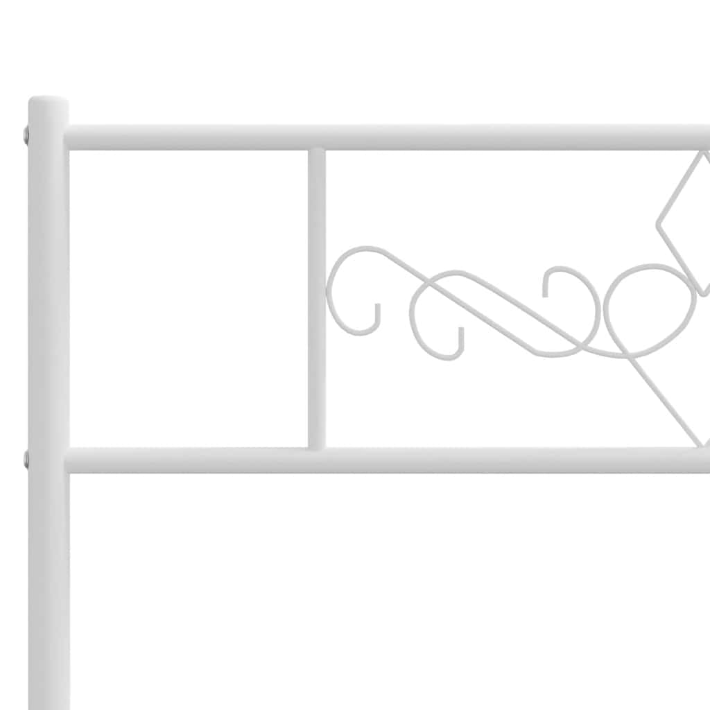 Metal Bed Frame without Mattress with Headboard White 183x213cm