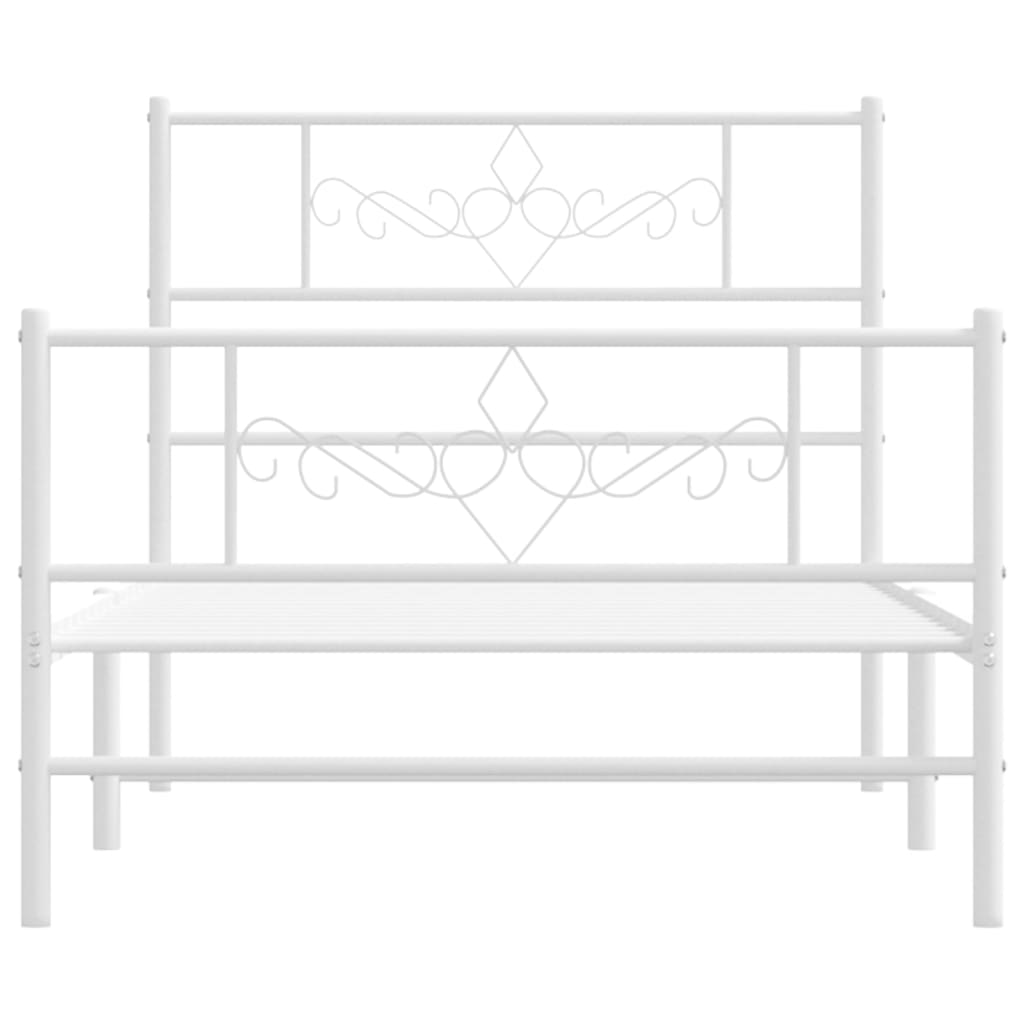 Metal Bed Frame without Mattress with Footboard White 90x190cm