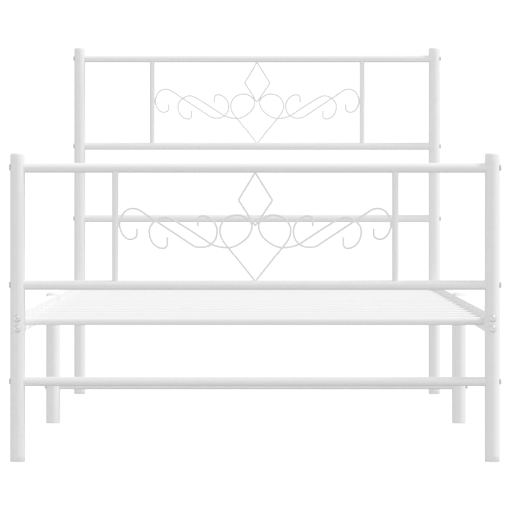 Metal Bed Frame without Mattress with Footboard White 100x200cm