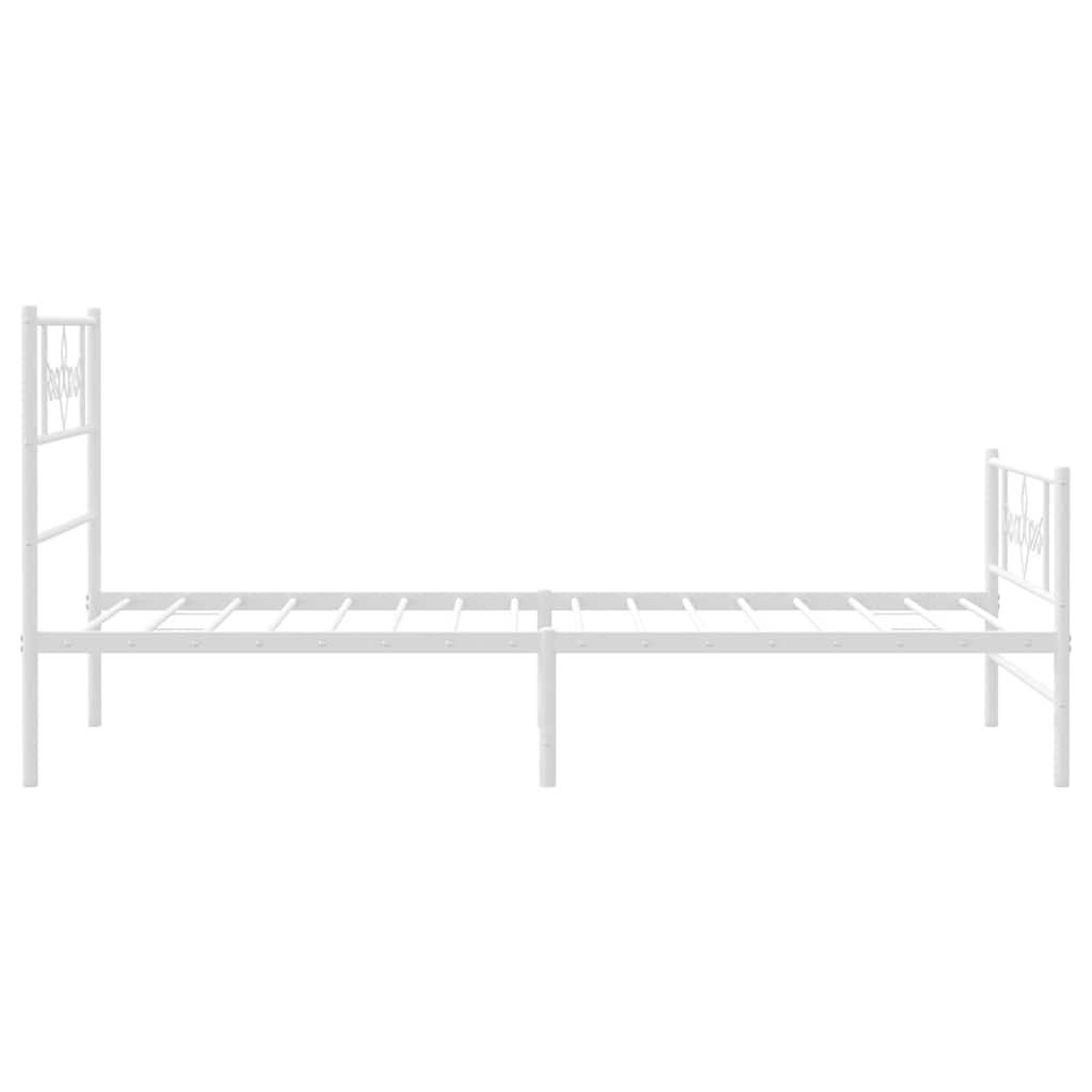 Metal Bed Frame without Mattress with Footboard White 100x200cm
