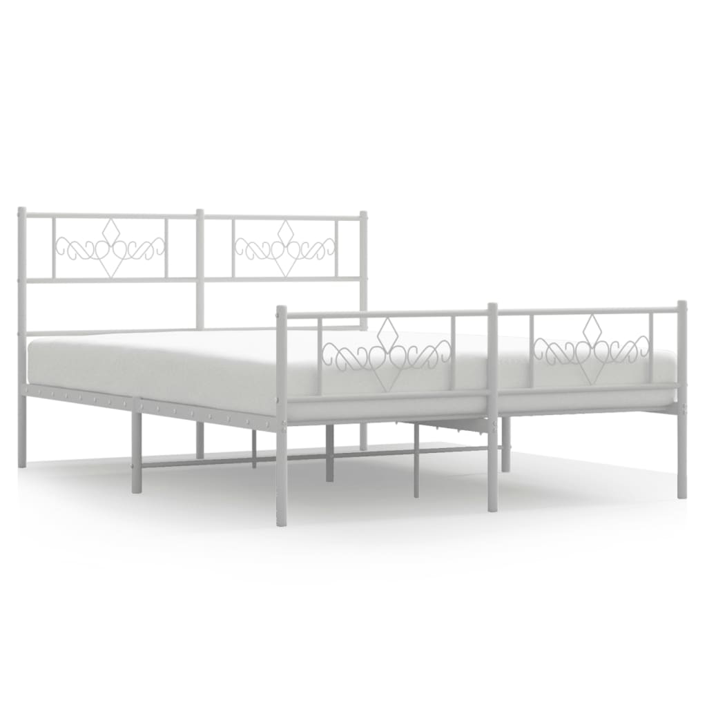 Metal Bed Frame without Mattress with Footboard White 120x200cm