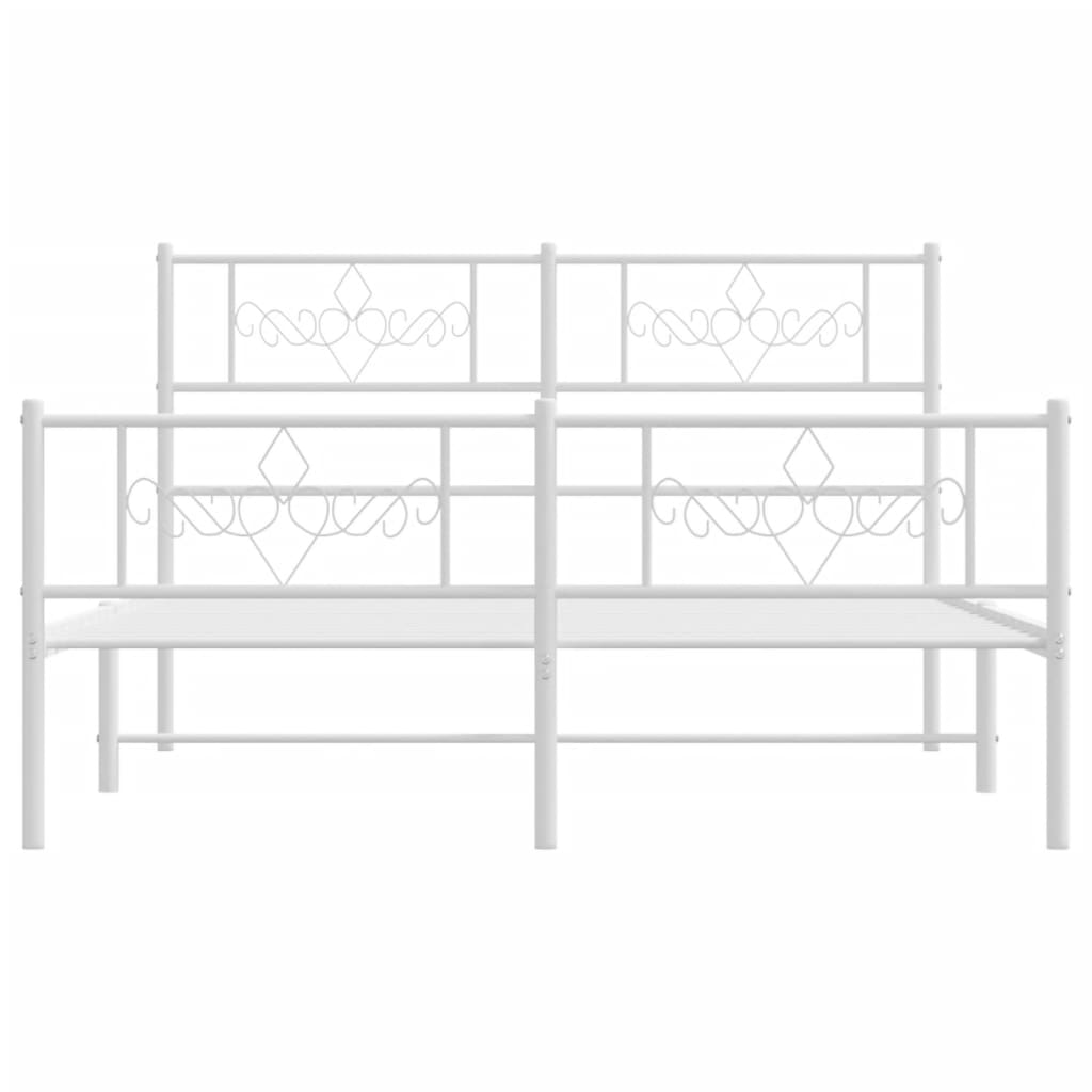 Metal Bed Frame without Mattress with Footboard White 120x200cm
