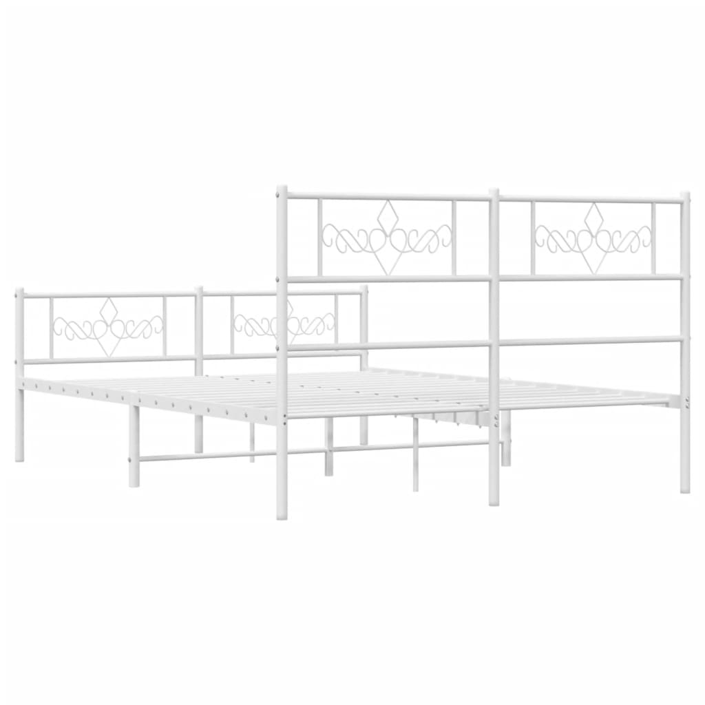 Metal Bed Frame without Mattress with Footboard White 120x200cm