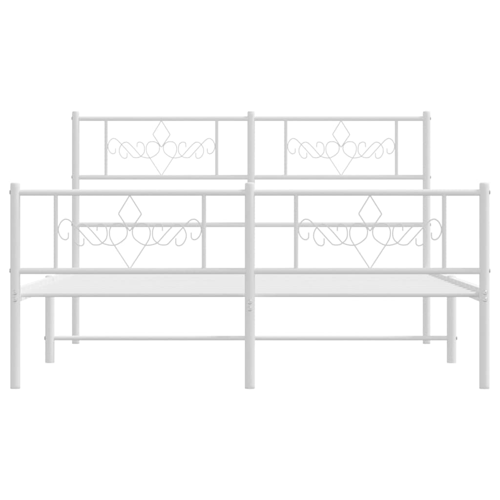 Metal Bed Frame without Mattress with Footboard White 150x200cm