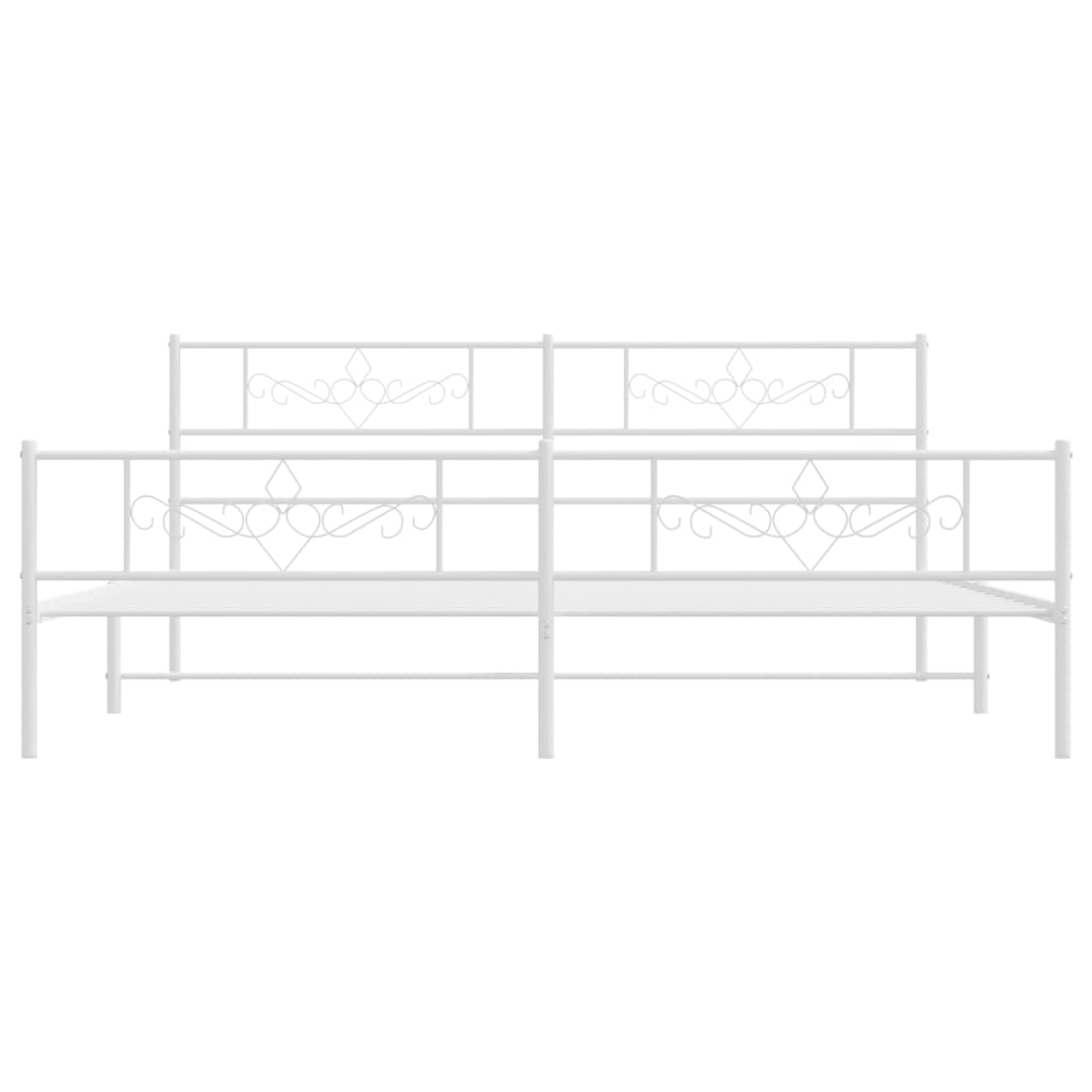 Metal Bed Frame without Mattress with Footboard White 183x213cm
