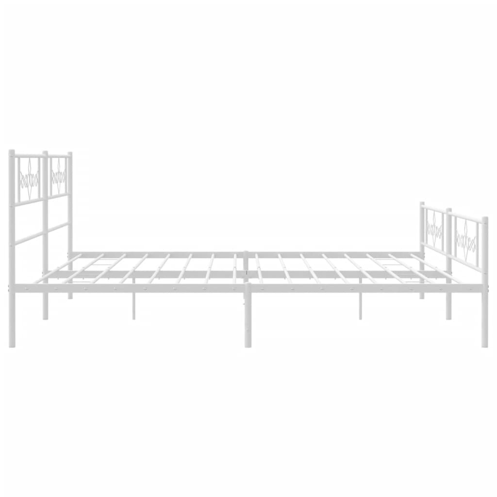 Metal Bed Frame without Mattress with Footboard White 183x213cm