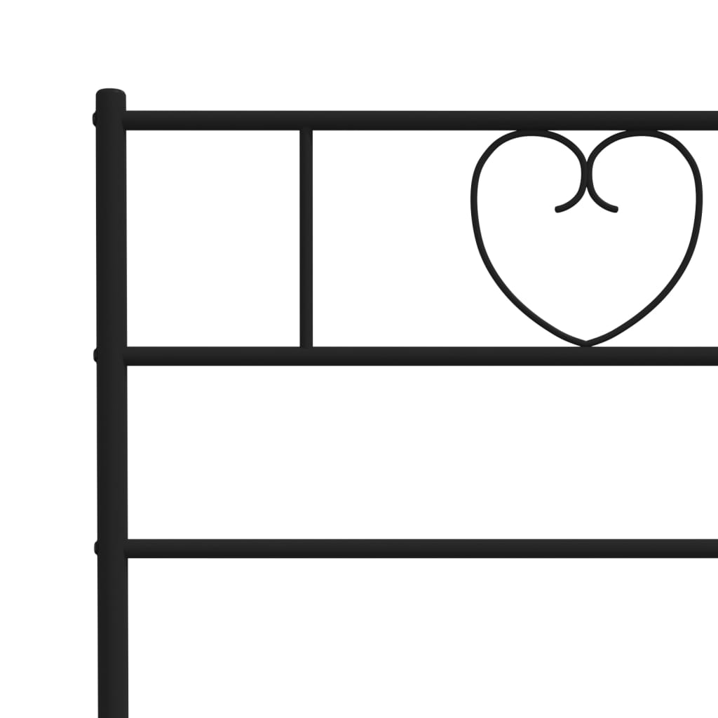 Metal Bed Frame without Mattress with Headboard Black 90x190cm