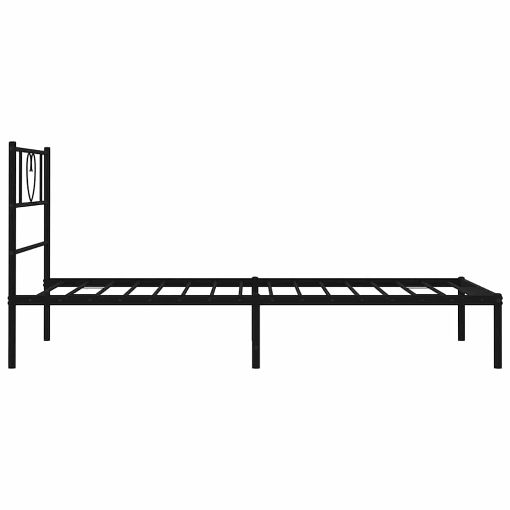Metal Bed Frame without Mattress with Headboard Black 100x200cm