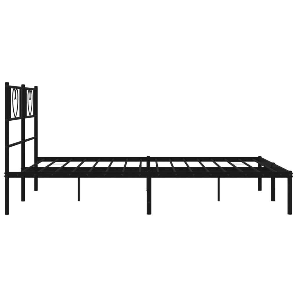 Metal Bed Frame without Mattress with Headboard Black 140x190cm