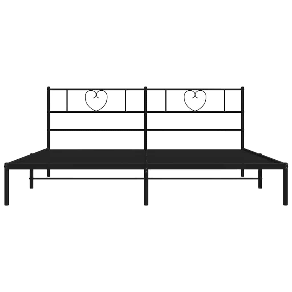 Metal Bed Frame without Mattress with Headboard Black 183x213cm