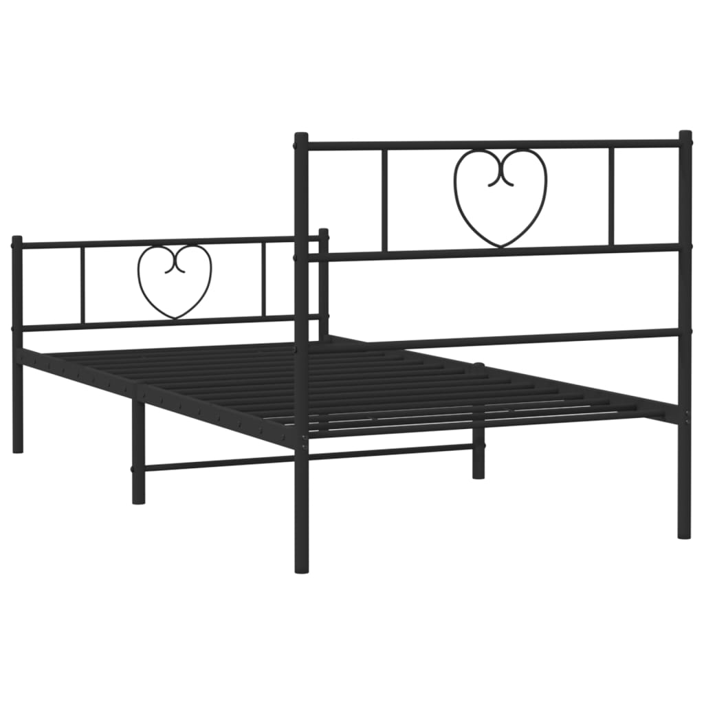 Metal Bed Frame without Mattress with Footboard Black 100x200cm