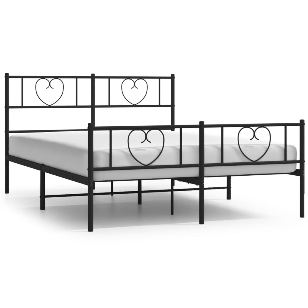 Metal Bed Frame without Mattress with Footboard Black 140x190cm