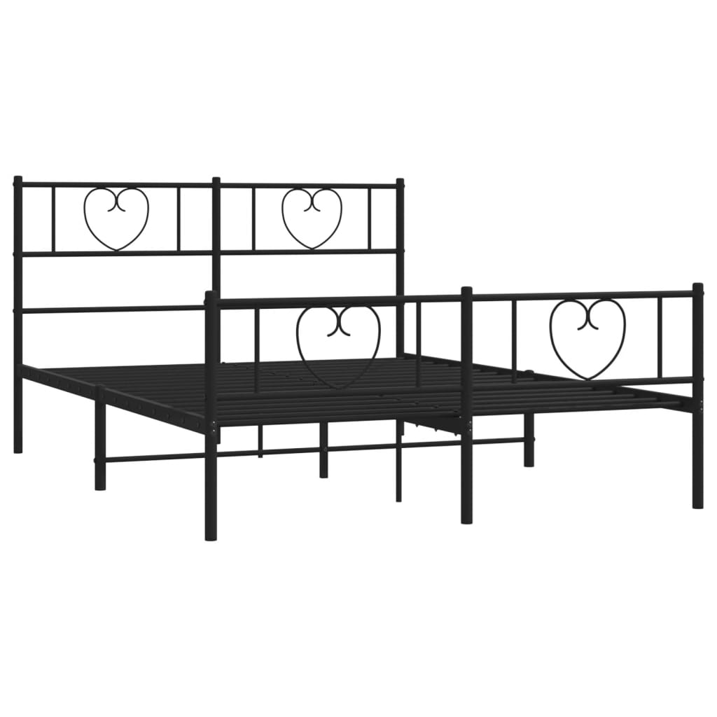 Metal Bed Frame without Mattress with Footboard Black 140x190cm