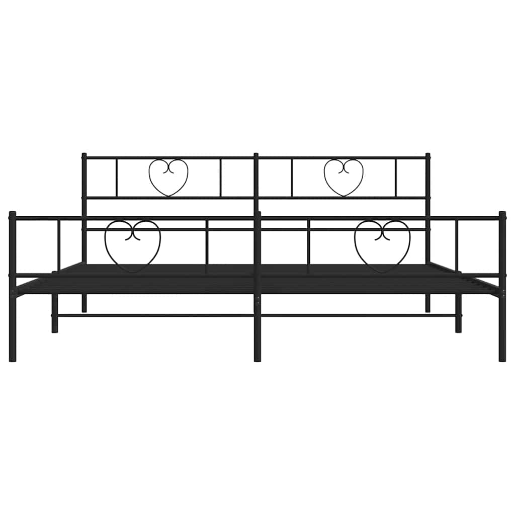 Metal Bed Frame without Mattress with Footboard Black 183x213cm
