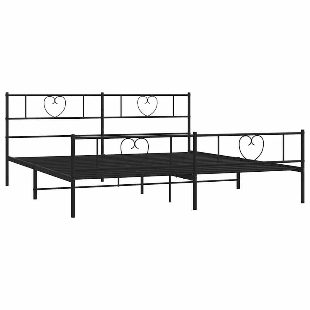 Metal Bed Frame without Mattress with Footboard Black 193x203cm