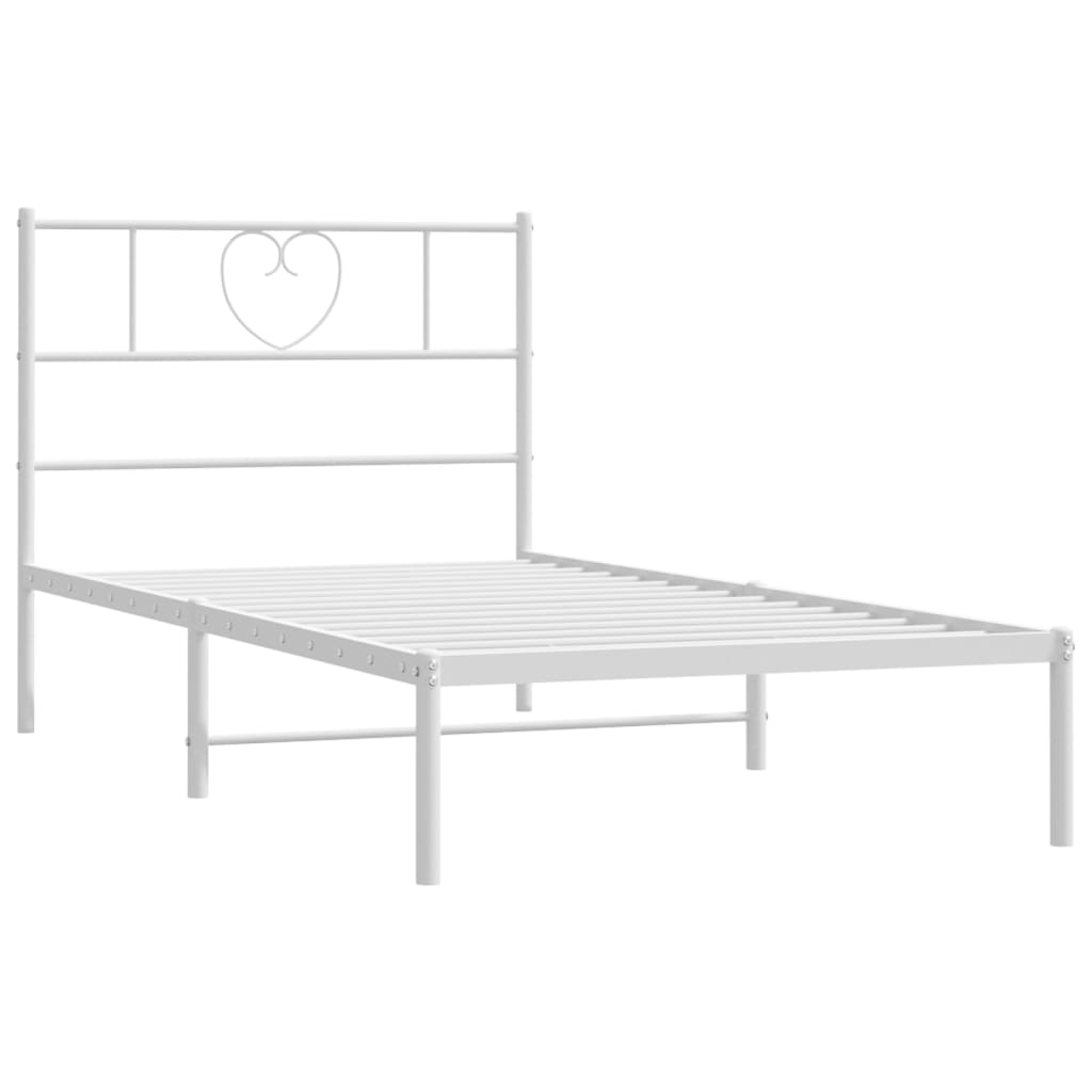 Metal Bed Frame without Mattress with Headboard White 90x200cm