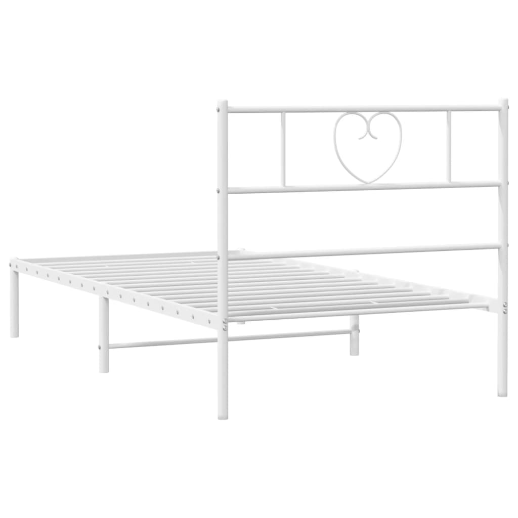 Metal Bed Frame without Mattress with Headboard White 100x200cm