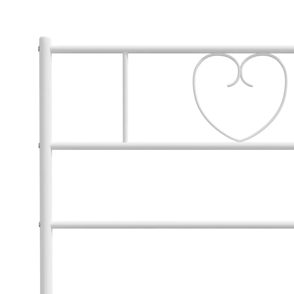 Metal Bed Frame without Mattress with Headboard White 100x200cm