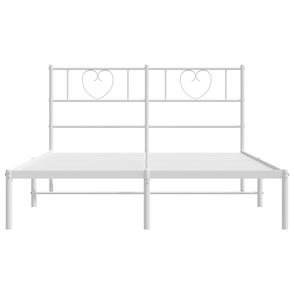 Metal Bed Frame without Mattress with Headboard White 150x200cm