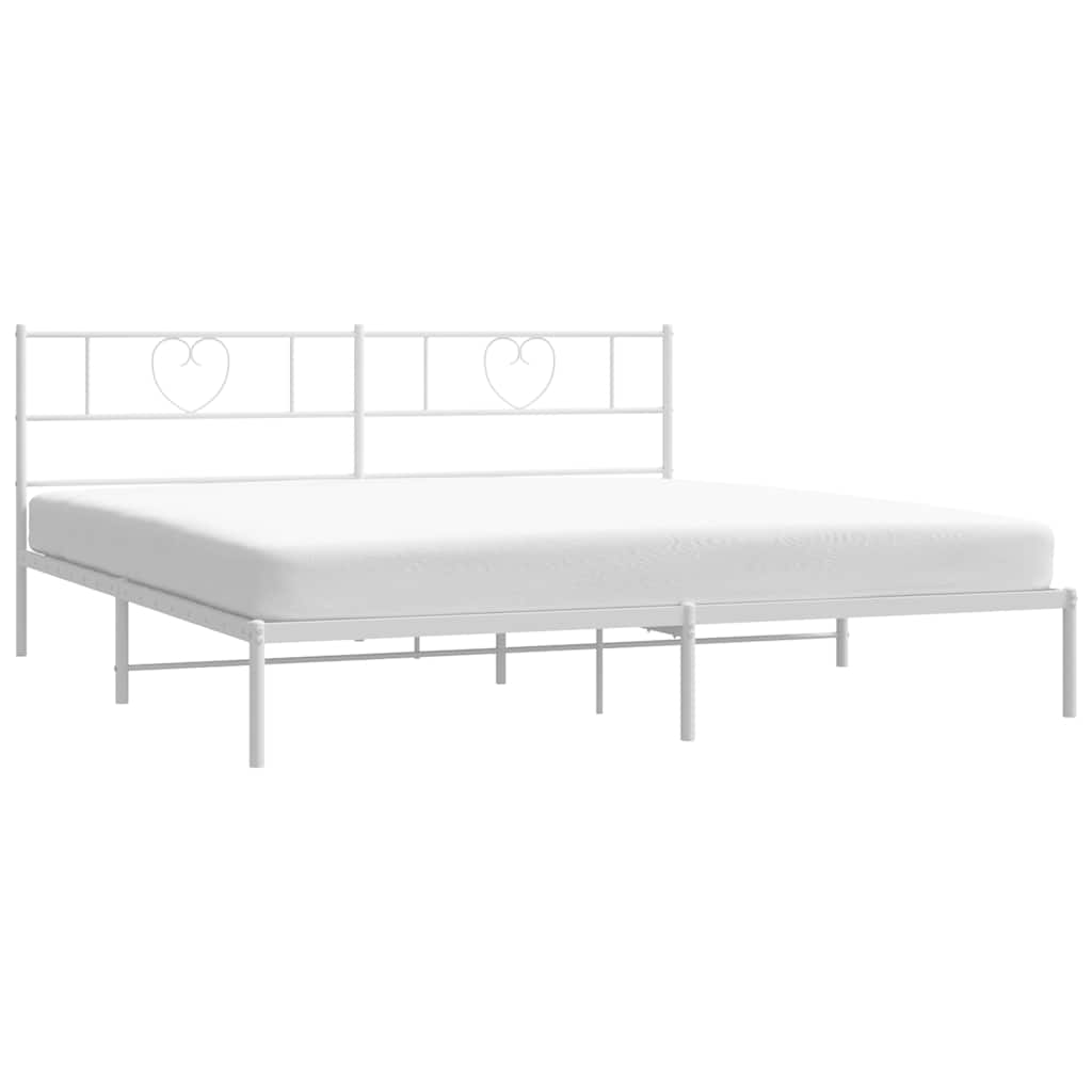 Metal Bed Frame without Mattress with Headboard White 183x213cm