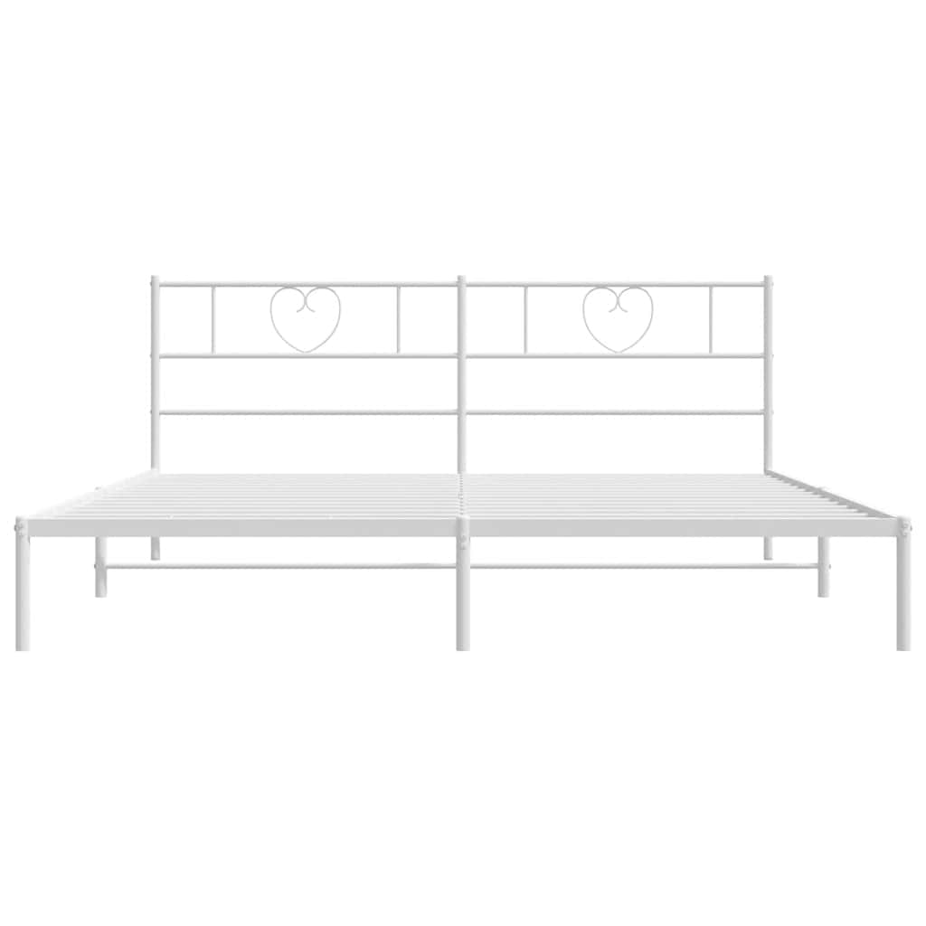 Metal Bed Frame without Mattress with Headboard White 183x213cm